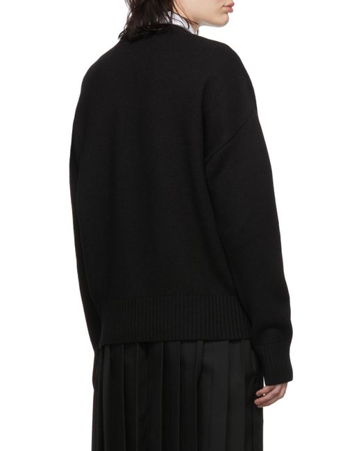 AMI Black Ami Logo Intarsia Crewneck Knitted Jumper for men