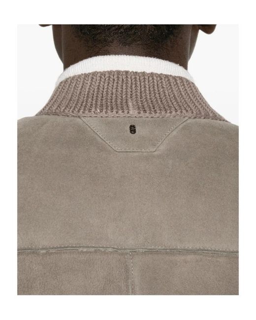 Salvatore Santoro Gray Suede Ribbed-Trim Jacket for men