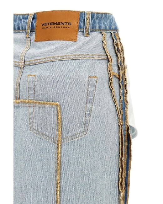 Vetements Blue Inside-Out Denim Midi Skirt