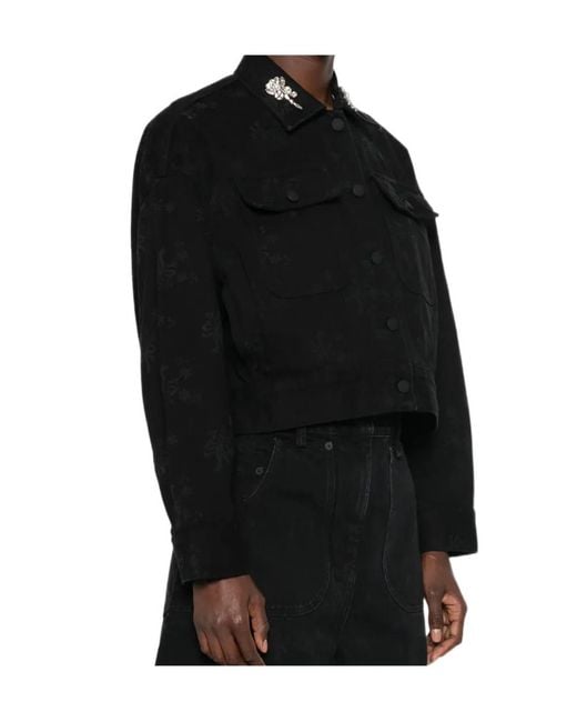 Simone Rocha Black Casual Jacket With Collar Detailing