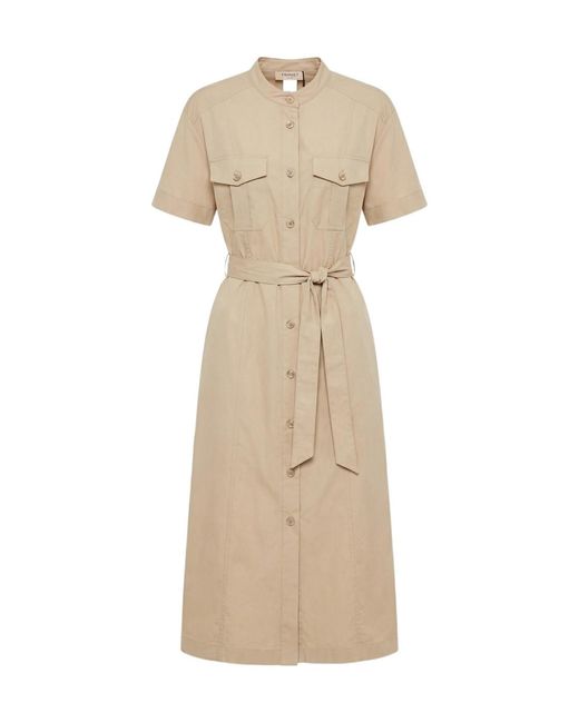 Twinset Natural Belted Button-Down Dress