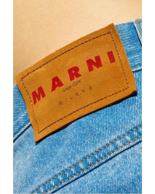 Marni Blue Logo Patch Straight Leg Jeans for men