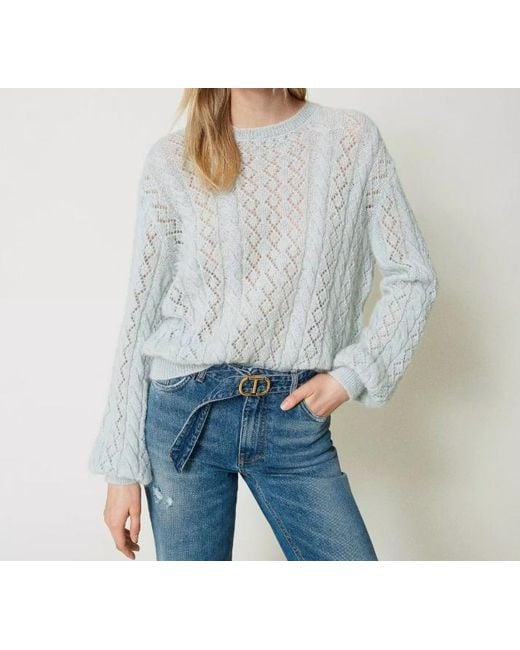 Twinset Blue Cable-Knit Jumper