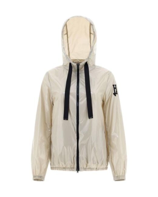 Herno White Logo-Patch Zipped Hooded Jacket