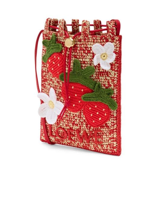 Loewe Red Straw Handbag