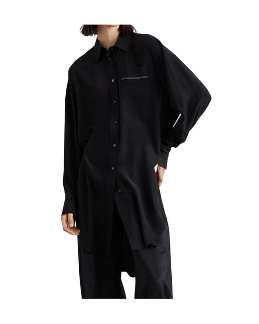 Brunello Cucinelli Black Embellished Long-Sleeve Shirt