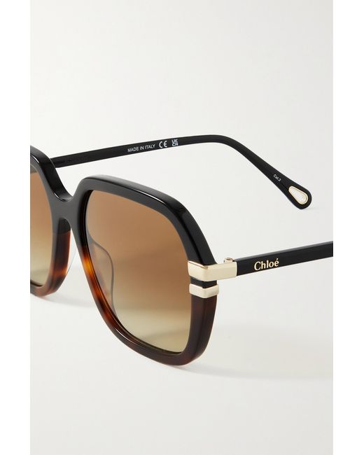 Chloé Metallic Chloé Eyewear Rectangle Frame Sunglasses