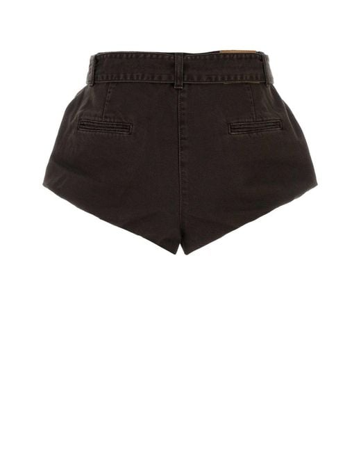 Magda Butrym Black Pleated Belted Denim Shorts