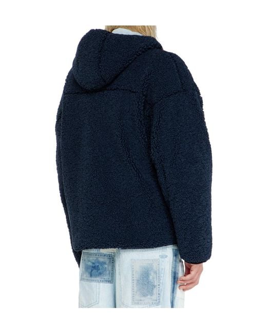 DIESEL Blue Teddy Hooded Jacket for men