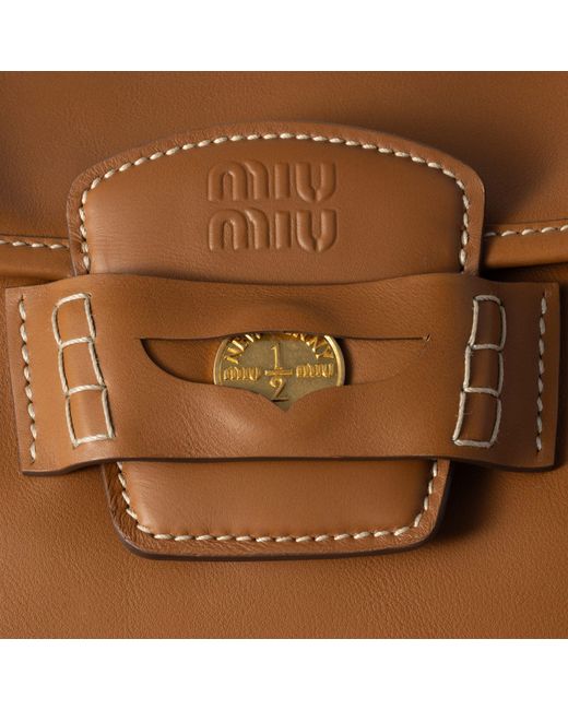Miu Miu Penny Leather Bag in Brown | Lyst