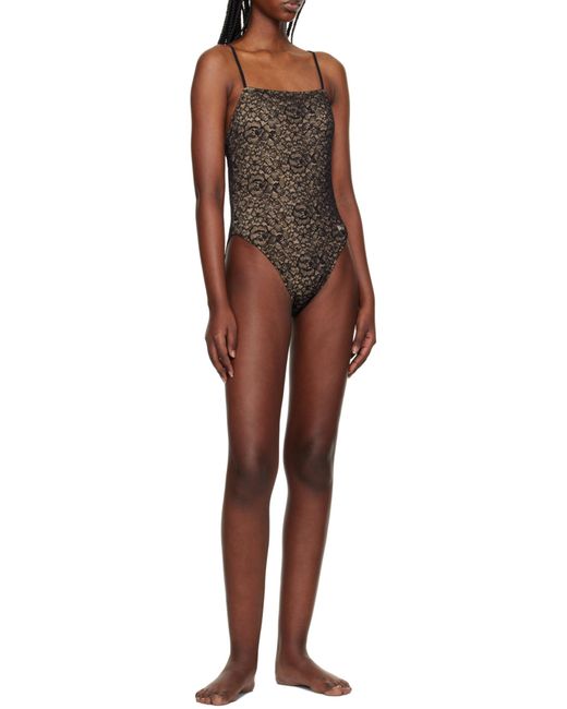 Dolce & Gabbana Brown One-Piece Lace Swimsuit