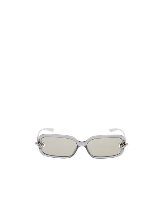 Bottega Veneta White Eyewear Rectangular Frame Sunglasses