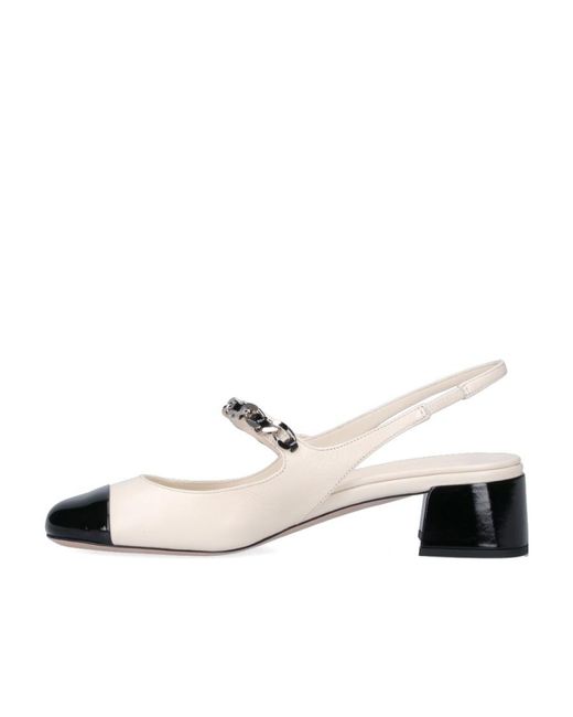 Miu Miu White Color Matching Slack-Heeled High Heels