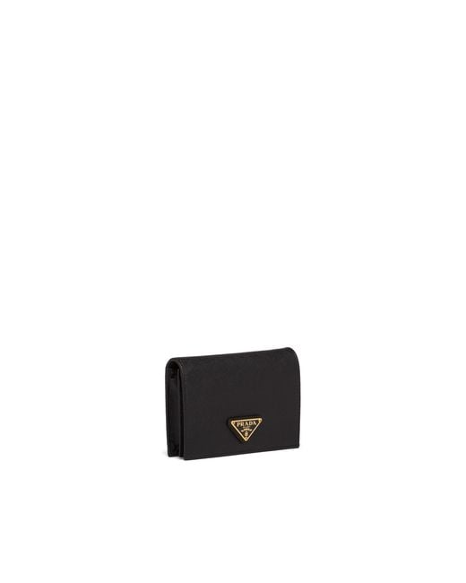 Prada Black Logo Plaque Fold-Over Wallet