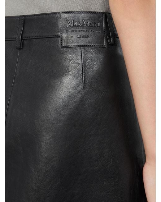 Max Mara Black Leather Panelled Skirt