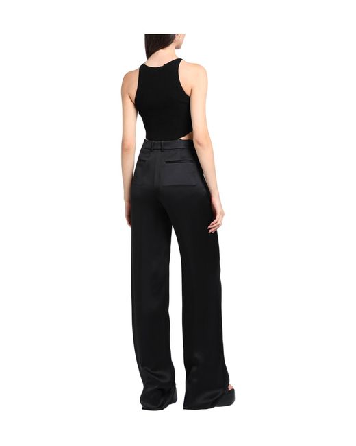 Saint Laurent Black Solid Color Satin Trousers