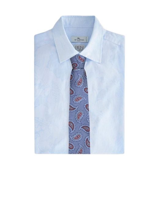 Etro Blue Silk Jacquard Tie With Paisley Motif for men