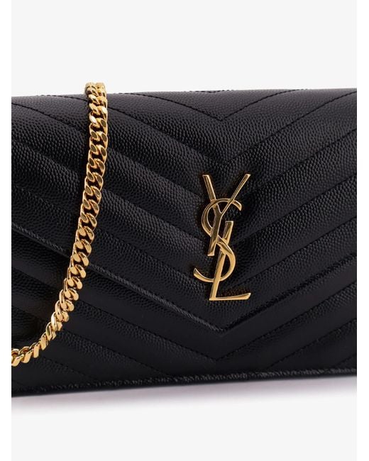 Saint Laurent Black Cassandre Envelope Chain Wallet