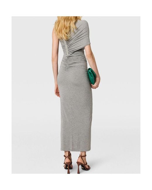 Stella McCartney Gray One Shoulder Twisted Wrap Dress