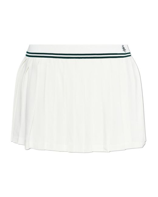 Sporty & Rich White Pleated Midi Skirt