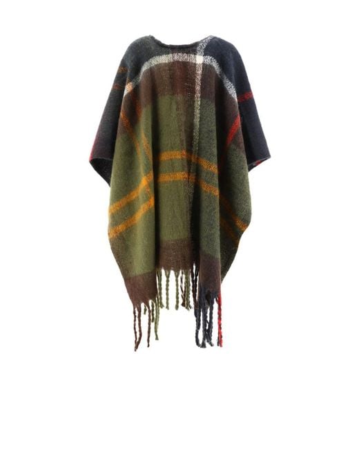 Barbour Multicolor Checked V-Neck Cape