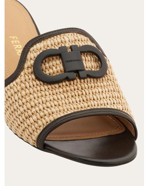 Ferragamo Metallic Gancini Ornament Low-Heel Slide