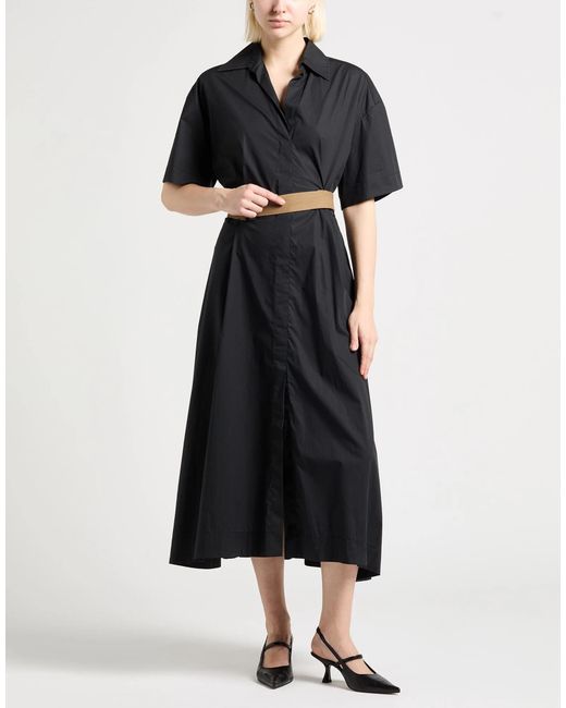 Brunello Cucinelli Black Solid Color Short-Sleeve Dress