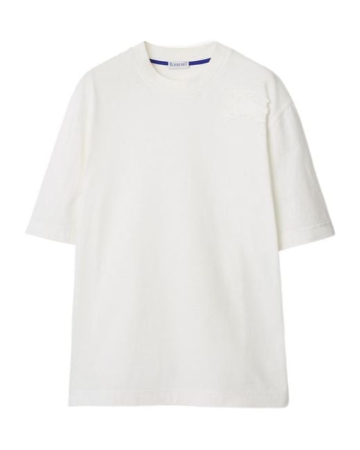 Burberry White Logo-Appliqué Cotton T-Shirt