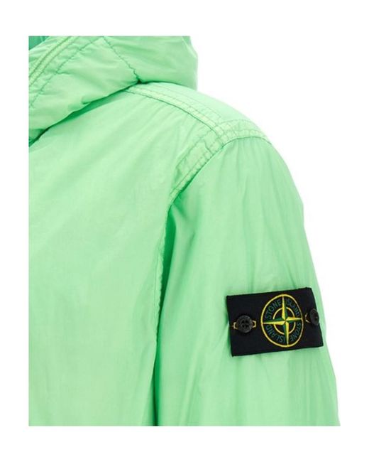 Stone Island Green Logo Patch Hooded Track Jacket for men