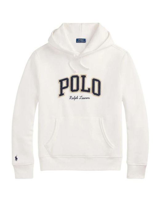 Polo Ralph Lauren White Logo-Embroidered Drawstring Hoodie for men
