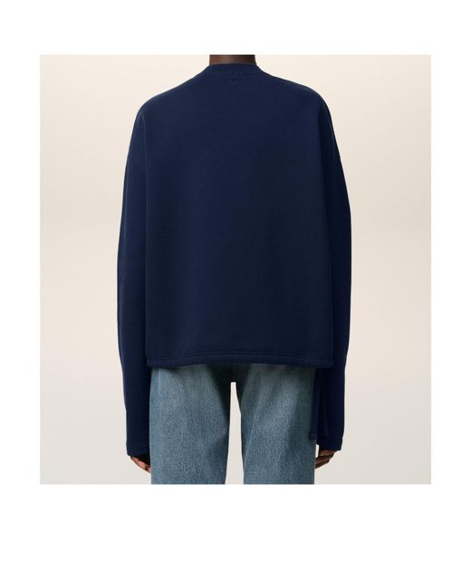 AMI Blue Logo Embroidered Cropped Sweatshirt