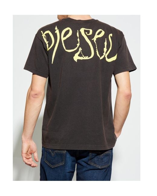DIESEL Black T-Norm-V9 Logo Printed T-Shirt for men