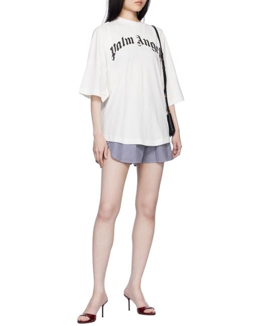 Palm Angels White Curved Logo Oversize T-Shirt
