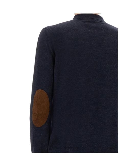 Maison Margiela Blue Straight Hem Knitted Polo Shirt for men