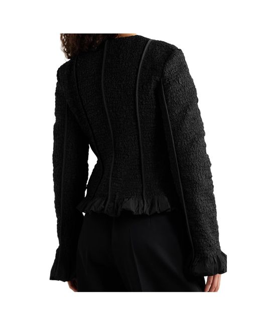 Jil Sander Black Ruffled Smocked Jacket