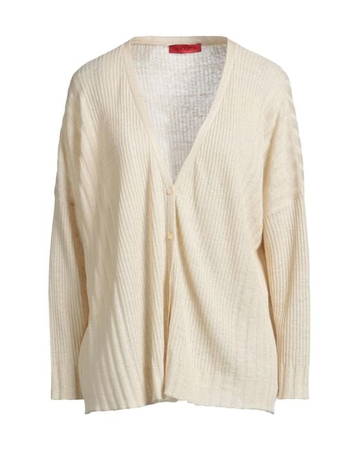 MAX&Co. Natural V-Neck Knitted Cardigan