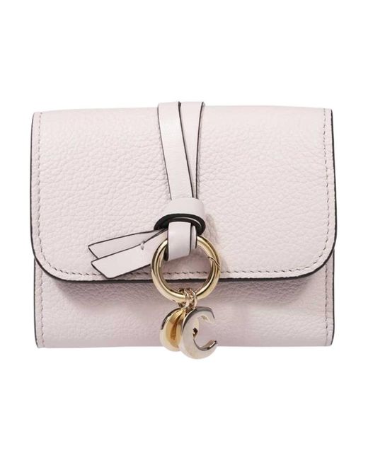 Chloé White Chloé Logo Plaque Tri-Fold Wallet
