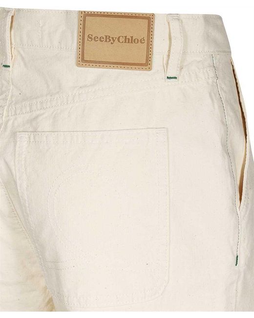 See By Chloé White See By Chloé Logo Patch Tapered Jeans