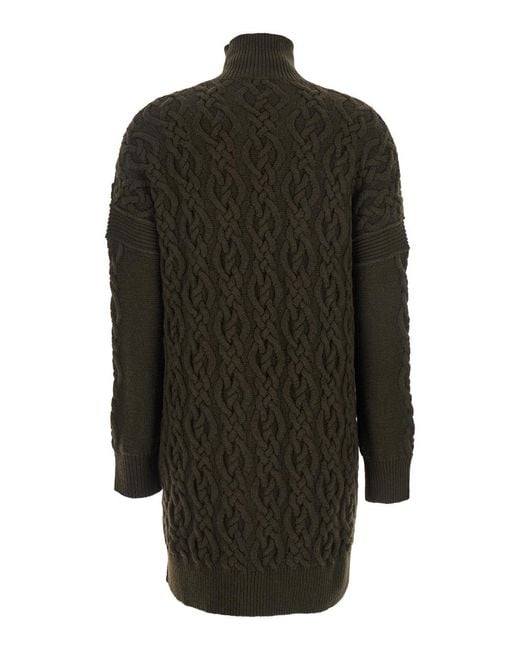 Max Mara Green Turtleneck Knit Dress