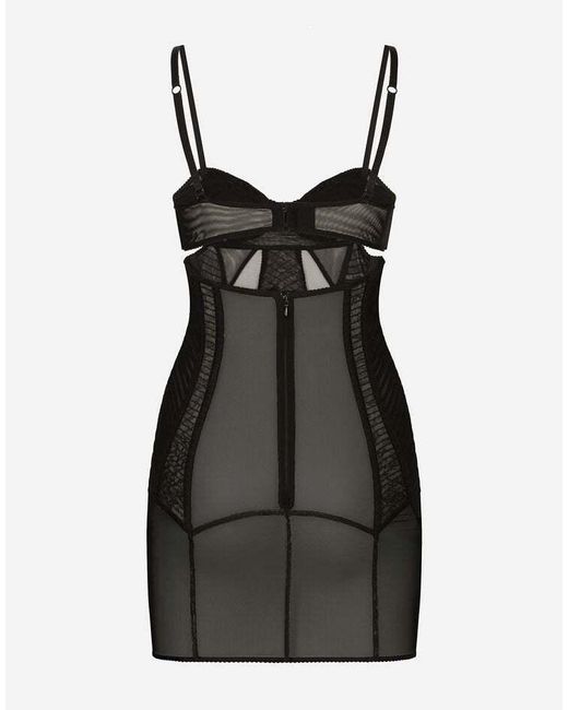 Dolce & Gabbana Black Corset Tulle Mini Dress