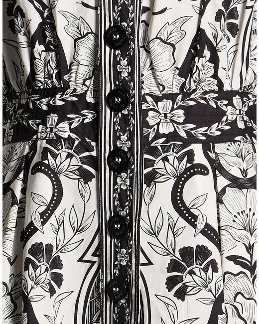 Farm Rio White Long-Sleeved Dress