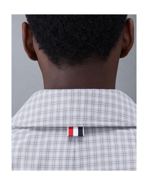Thom Browne Blue Check-Pattern Buttoned Coat