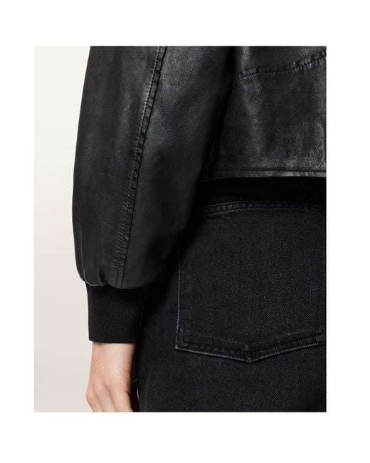 AllSaints Black Lowden Leather Jacket
