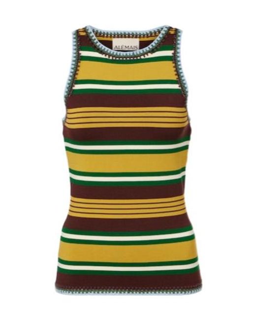 ALÉMAIS Yellow Clover Knitted Striped Tank Top