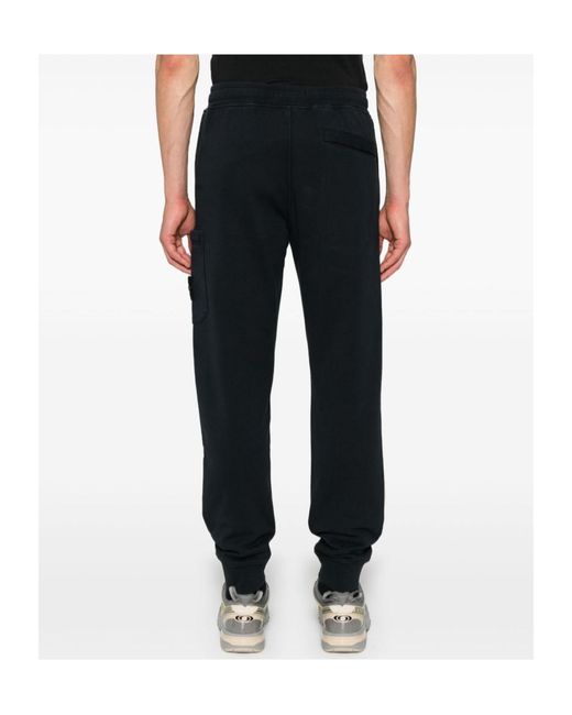 Stone Island Black Patch-Pocket Drawstring Trousers for men