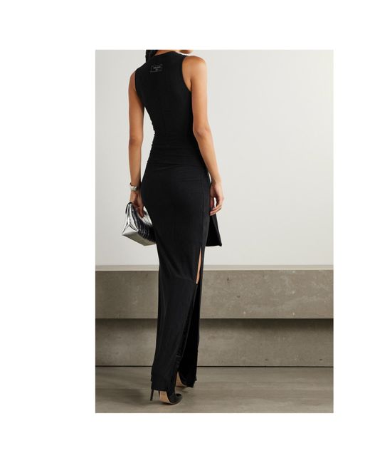 Balmain Black Cut Out Detailed Ribbed Maxi Dress