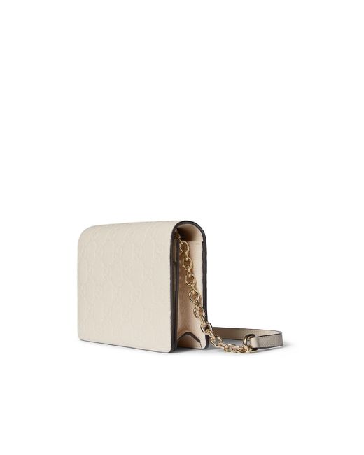 Gucci White Gg Emblem Wallet On Chain
