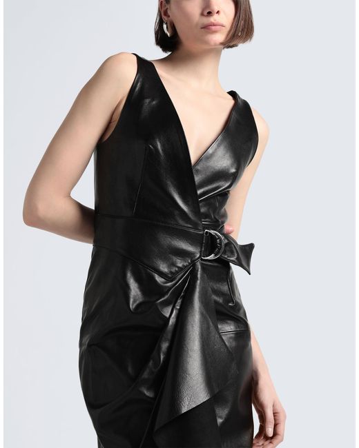 Isabel Marant Black Solid Color Sleeveless Leather Dress