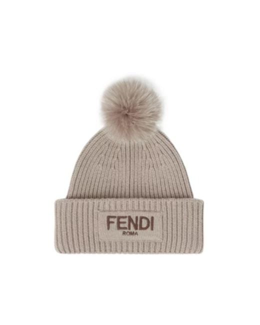 Fendi Natural Dove Wool Beanie