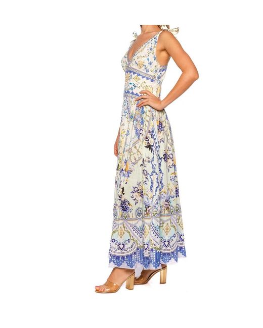 Camilla Blue Printed Embellished Dress